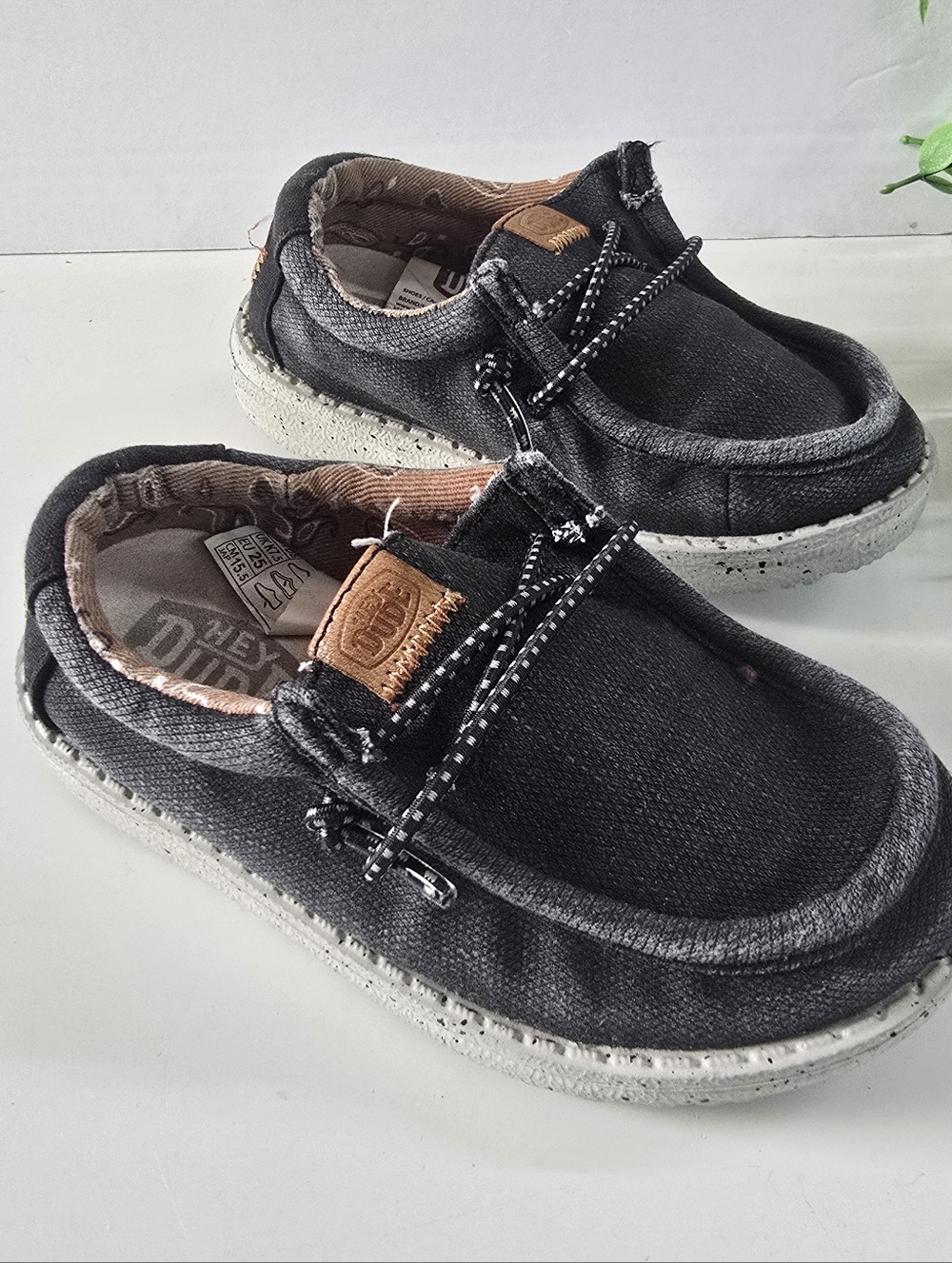 Hey Dude:: Toddler Black Canvas Orange Tab